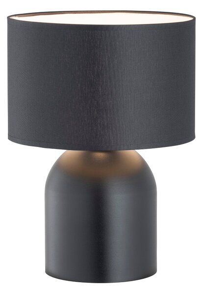 Stolní lampa ASPEN LN1 – černá, bílé textilní stínidlo, 1× E27, šířka 25 cm