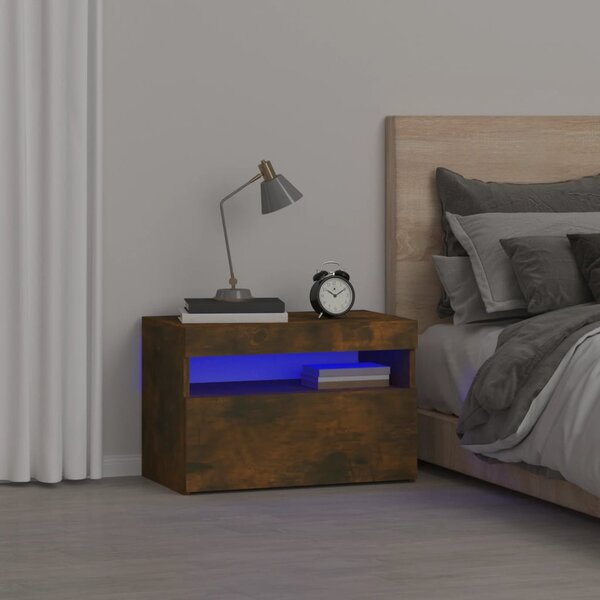 Noční stolek s LED osvětlením kouřový dub 60 x 35 x 40 cm 3152826