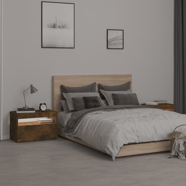 Noční stolky 2 ks s LED osvětlením kouřový dub 60 x 35 x 40 cm 3152827