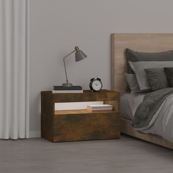 Noční stolek s LED osvětlením kouřový dub 60 x 35 x 40 cm 3152826