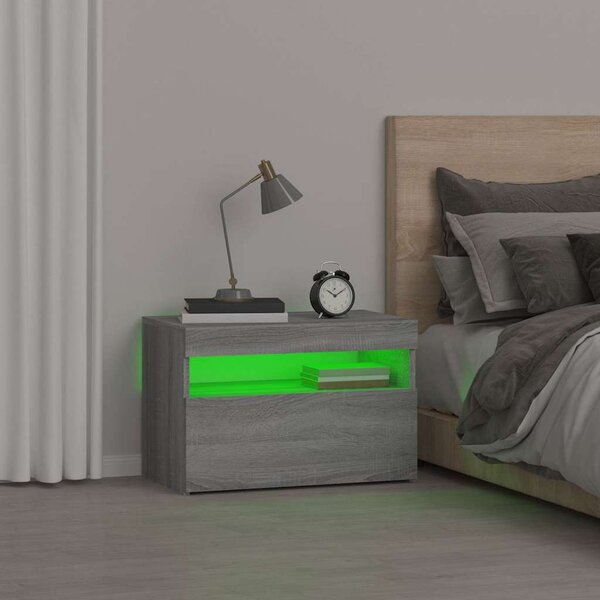 Noční stolek s LED osvětlením šedý sonoma 60 x 35 x 40 cm 3152828