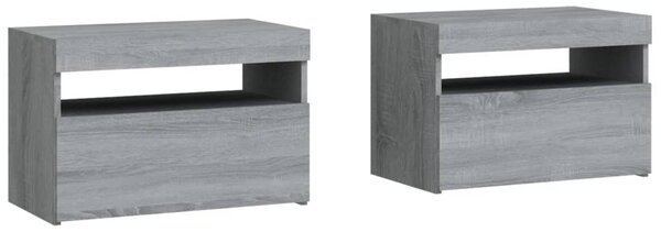 Noční stolky 2 ks s LED osvětlením šedé sonoma 60 x 35 x 40 cm 3152829
