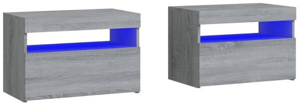Noční stolky 2 ks s LED osvětlením šedé sonoma 60 x 35 x 40 cm 3152829