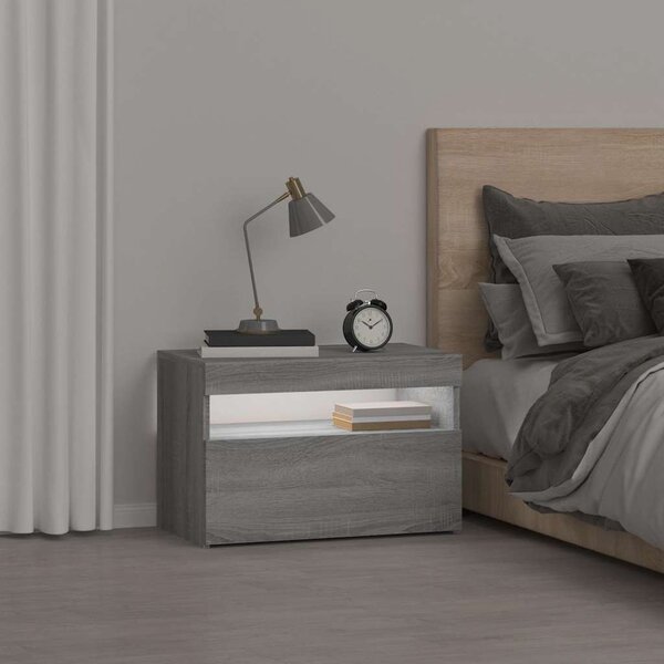 Noční stolek s LED osvětlením šedý sonoma 60 x 35 x 40 cm 3152828