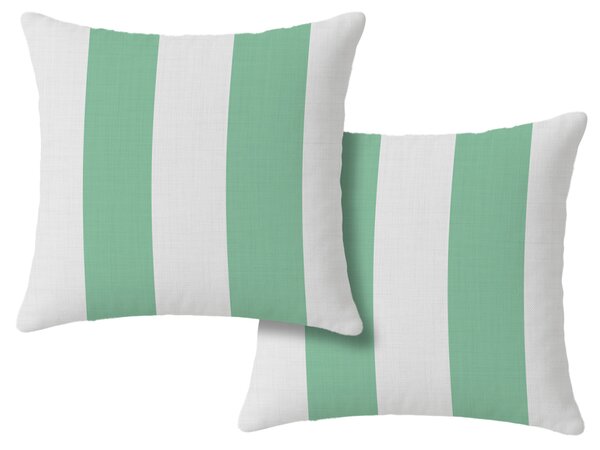 Sada 2 ks dekoračních povlaků na polštář STRIPES 45x45 cm, bílo-zelená