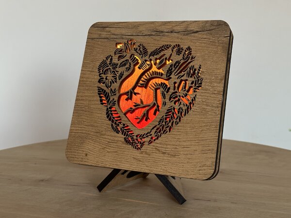 "Srdce" lampa 19x19cm provedení povrchu: dub