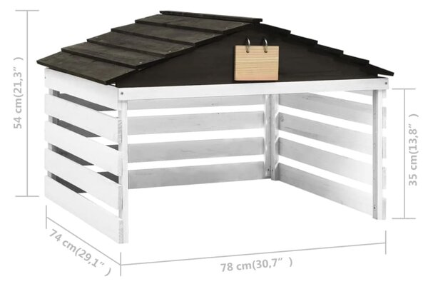 Garáž na robotickou sekačku černobílá 78x74x54 cm jedlové dřevo 315300