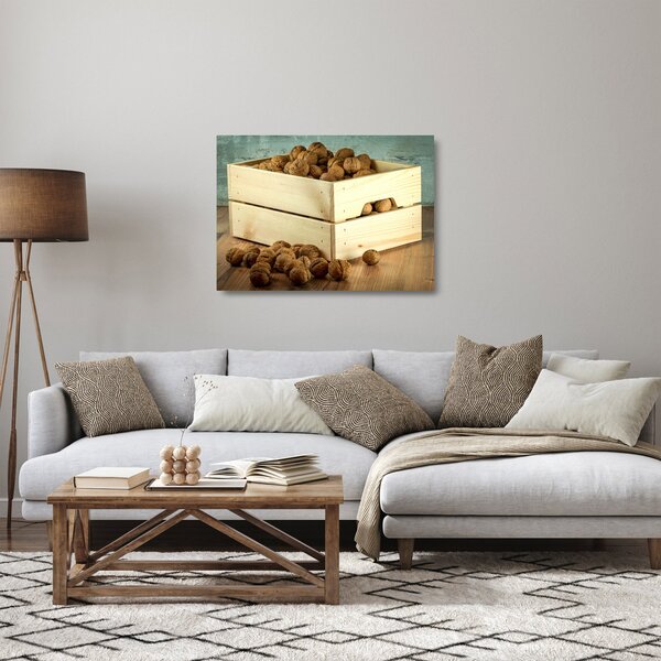 Skleněný obraz - Podzimní zátiší s ořechy (70x50 cm)