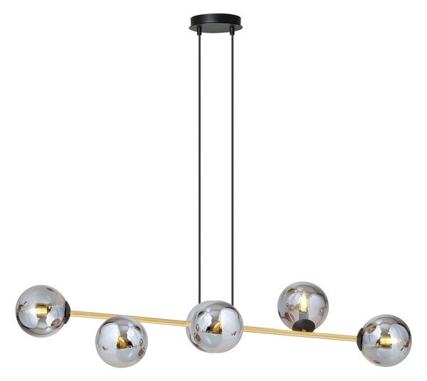 Závěsné svítidlo GRAVITY 6 – černé, grafitové sklo, 6× E14, šířka 110 cm