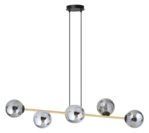 Závěsné svítidlo GRAVITY 6 – černé, grafitové sklo, 6× E14, šířka 110 cm