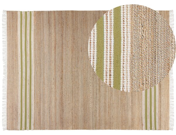 Jutový koberec 160 x 230 cm béžový/zelený MIRZA
