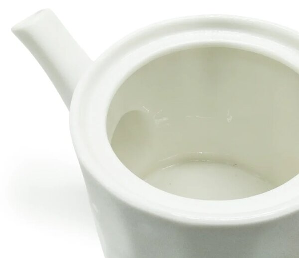 Porcelánová konvice s dřevěnou rukojetí White, 1,2 l – matná bílá, reliéfní povrch