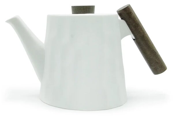 Porcelánová konvice s dřevěnou rukojetí White, 1,2 l – matná bílá, reliéfní povrch