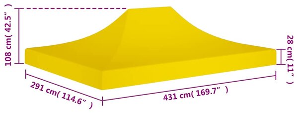 Střecha k party stanu 4,5 x 3 m žlutá 270 g/m² 315374