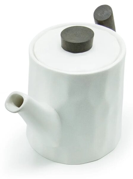 Porcelánová konvice s dřevěnou rukojetí White, 1,2 l – matná bílá, reliéfní povrch