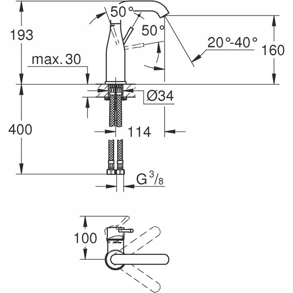 Umyvadlová baterie stojánková Grohe Essence 23463001
