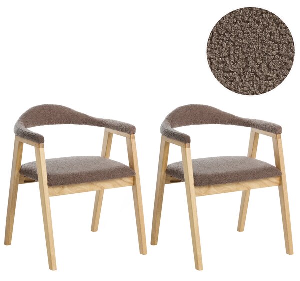 Sada 2 jídelních židlí ONECO Dřevo Světle hnědá/Taupe