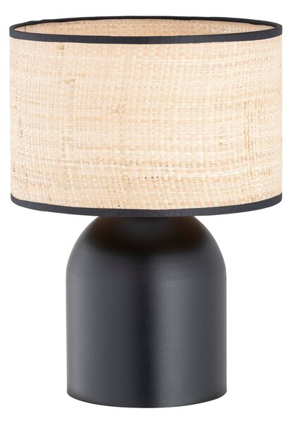 Stolní lampa ASPEN LN1 – černá, hnědé textilní stínidlo, 1× E27, šířka 25 cm