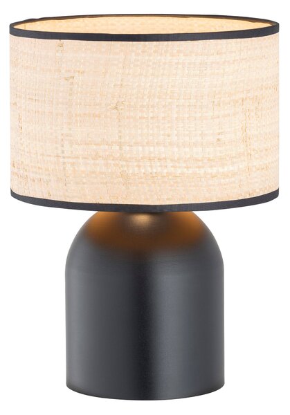 Stolní lampa ASPEN LN1 – černá, hnědé textilní stínidlo, 1× E27, šířka 25 cm