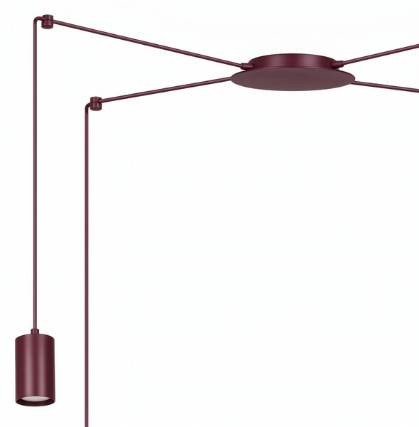 Závěsné svítidlo TRAKER 4 – vínové, 4× GU10, šířka 300 cm
