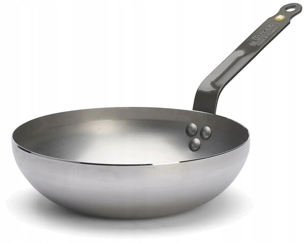 Ocelový wok 24 cm Mineral B hluboká pánev indukce De Buyer D-5611-24