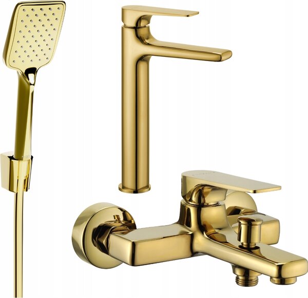 Nástěnná vanová a sprchová baterie s jednou pákou Mexen Lynx zlatá