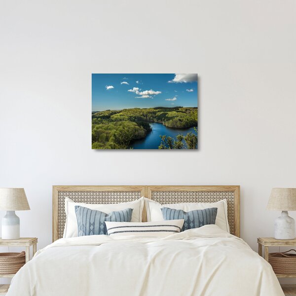 Skleněný obraz - Jezero v lesích (70x50 cm)