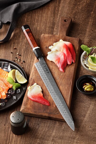 Ručně vyráběný nůž Sashimi HEZHEN F3 270mm