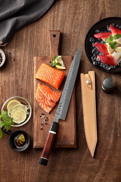 Ručně vyráběný nůž Sashimi HEZHEN F3 270mm