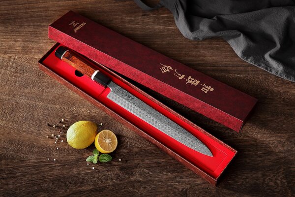 Ručně vyráběný nůž Sashimi HEZHEN F3 270mm