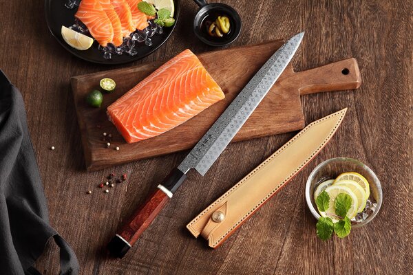 Ručně vyráběný nůž Sashimi HEZHEN F3 270mm
