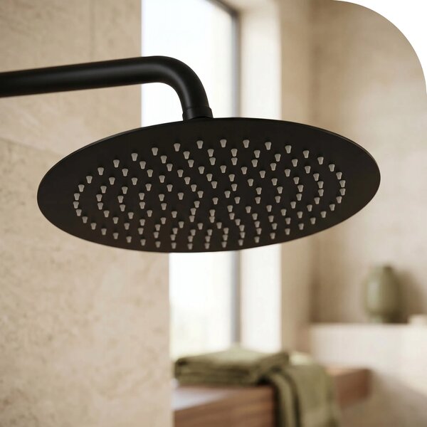 SPRCHOVÁ HLAVICE KULATÁ ČERNÁ 25 cm REA JS-P014B 30 ULTRA SLIM