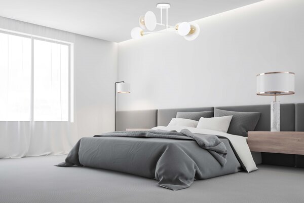 Stropní svítidlo MINERVA 4 – celobílé, sklo, 4× E27, šířka 80 cm