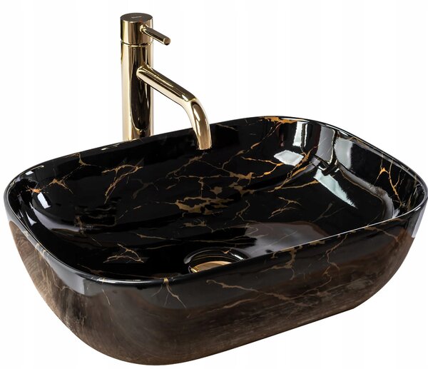 REA UMYVADLO BELINDA BLACK MARBLE SHINY - NA DESKU