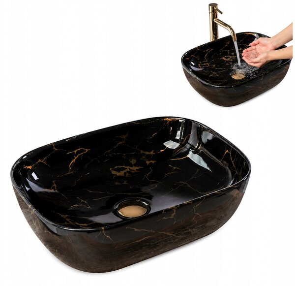 REA UMYVADLO BELINDA BLACK MARBLE SHINY - NA DESKU