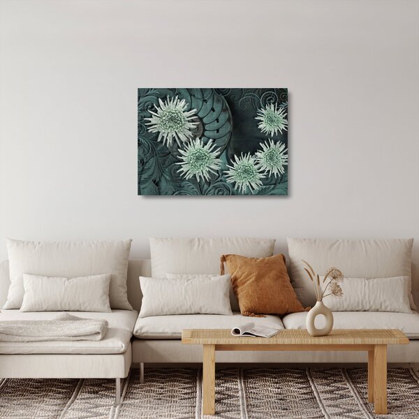 Skleněný obraz - Zelené květy (70x50 cm)