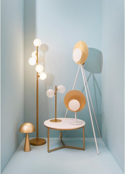 Stojací lampa ve zlaté barvě se skleněným stínidlem (výška 156,5 cm) Balls – Bizzotto