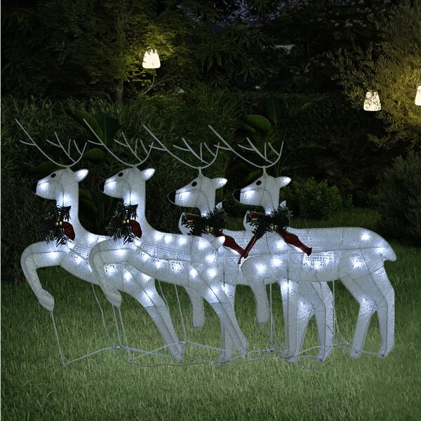 Vánoční sobi 4 ks bílí 80 LED diod 3154270