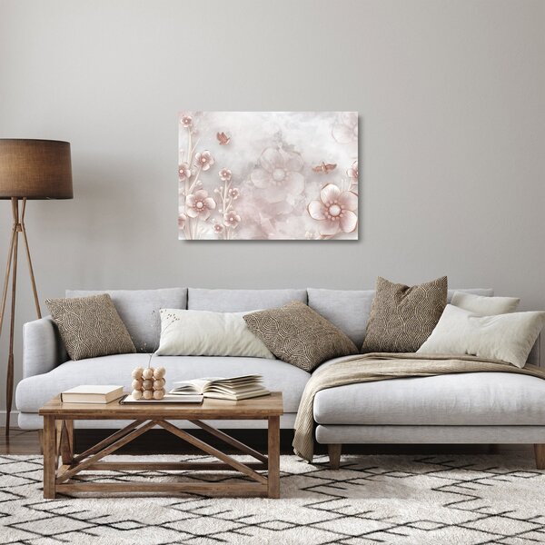 Skleněný obraz - Růžové květy (70x50 cm)