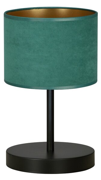 Stolní lampa HILDE LN1 – černá, zelené textilní stínidlo, 1× E27, šířka 18 cm