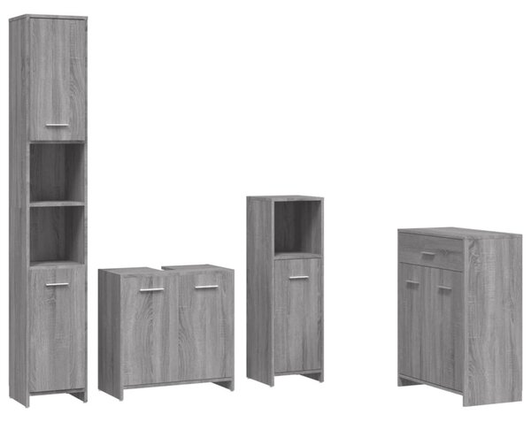 4dílný set koupelnového nábytku šedý sonoma kompozitní dřevo 3154410