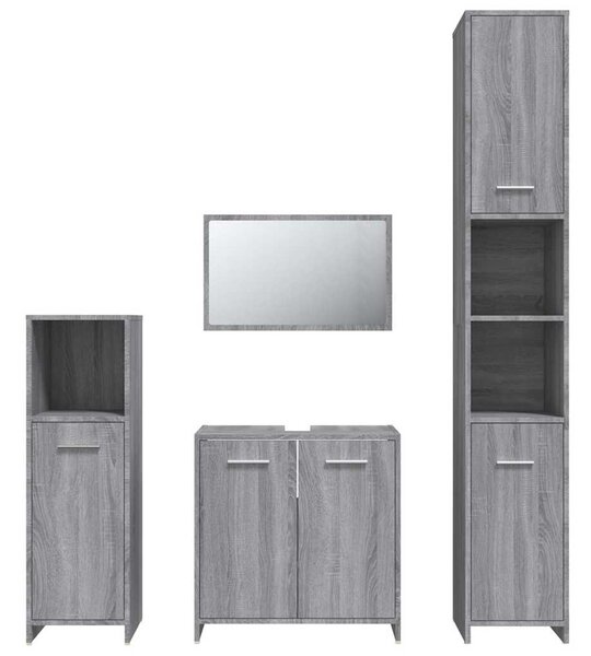 4dílný set koupelnového nábytku šedý sonoma kompozitní dřevo 3154404