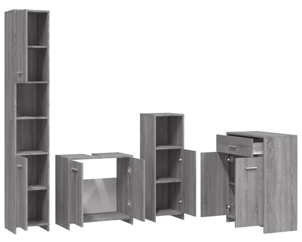 4dílný set koupelnového nábytku šedý sonoma kompozitní dřevo 3154410