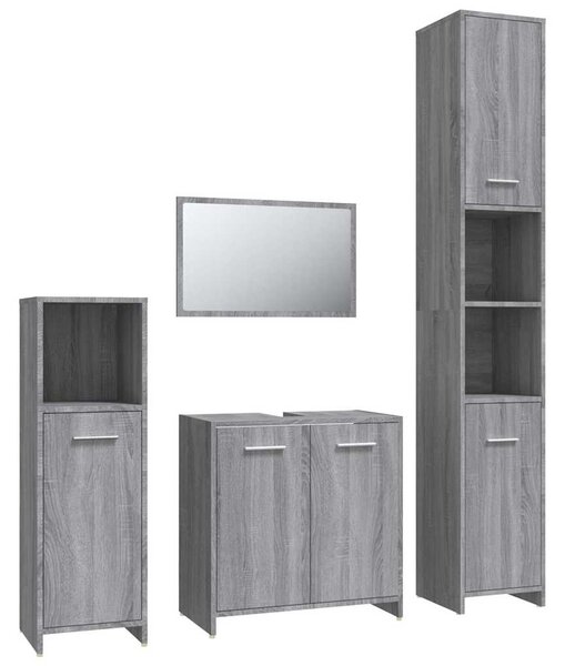 4dílný set koupelnového nábytku šedý sonoma kompozitní dřevo 3154404