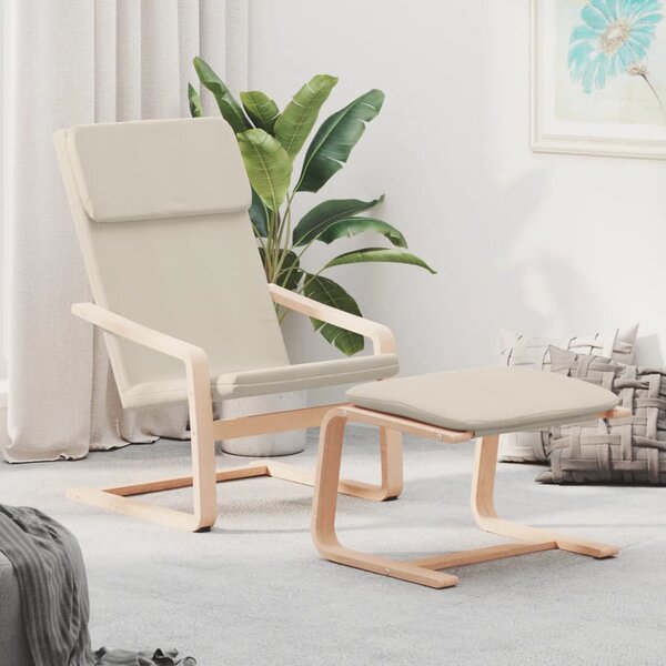Relaxační křeslo s podnožkou krémové textil 3154412