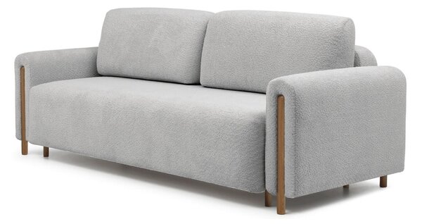 Světle šedá rozkládací/s úložným prostorem pohovka z textilie bouclé 244 cm Arcadova – ELTAP