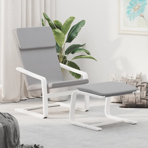 Relaxační křeslo s podnožkou světle šedé textil 3154415