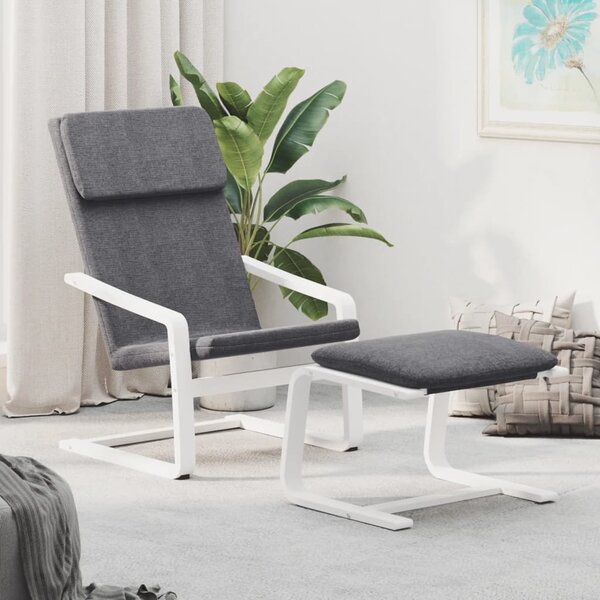 Relaxační křeslo s podnožkou tmavě šedé textil 3154414