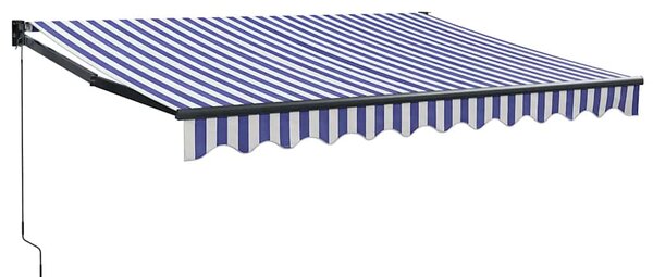 Zatahovací markýza modrá a bílá 3 x 2,5 m textil a hliník 3154446