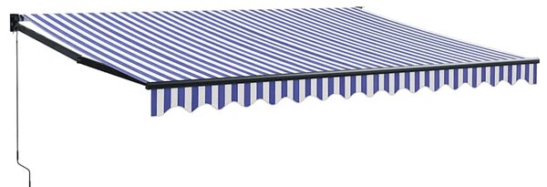 Zatahovací markýza modrá a bílá 4,5 x 3 m textil a hliník 3154449